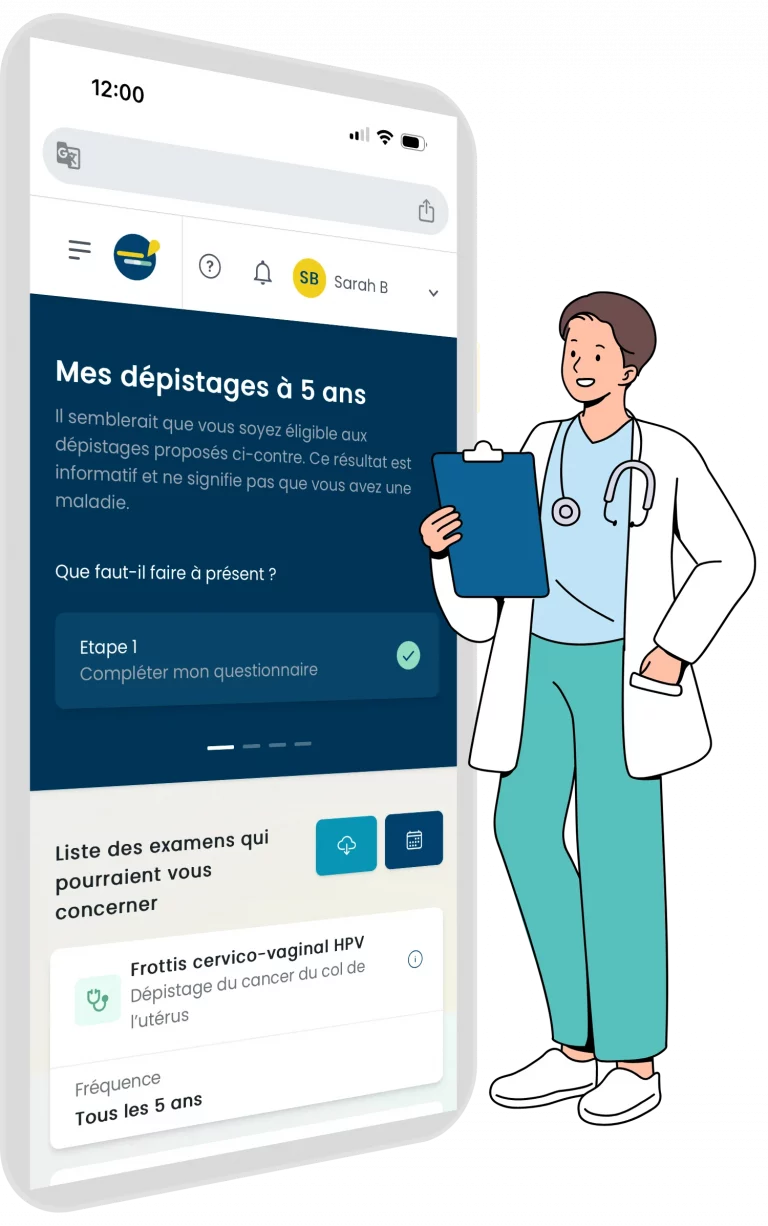 Un médecin avec l'application Lianeli sur téléphone